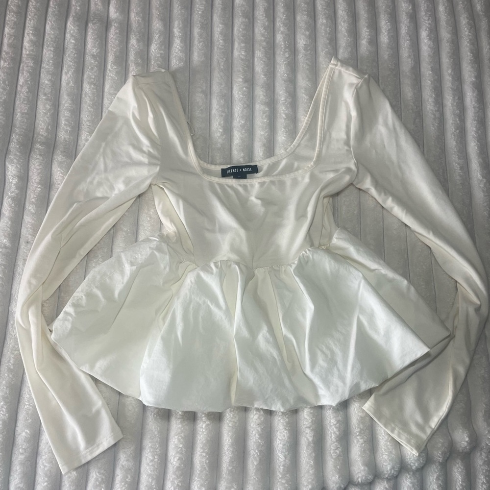 White Bubble Hem Top NWOT